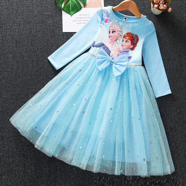 Kids Autumn Winter Dresses for Girls Carttom Frozen Elsa Princess Dress Girl Longsleeve Party Vestidos Dress Children Clothing ZopiStyle