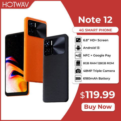 HOTWAV Note 12 Smartphone 6.8&#39;&#39; HD+ Android 13 8GB+128GB Octa-Core Mobile Phone 48MP NFC 6180mAh PD3.0 20W Charging Cellphone