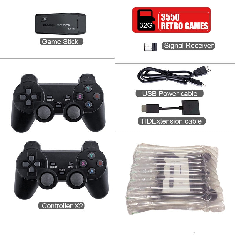 Video Game Console 2.4G Double Wireless Controller Game Stick 4K 10000 Games 64 32GB Retro Games for PS1/GBA Boy Christmas Gift ZopiStyle