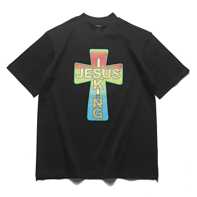 Kanye West Kids See Ghosts Oversize Men T Shirt Tour Commemorative Printed Retro Loose Harajuku Crew Neck Short Sleeve T-shirt ZopiStyle