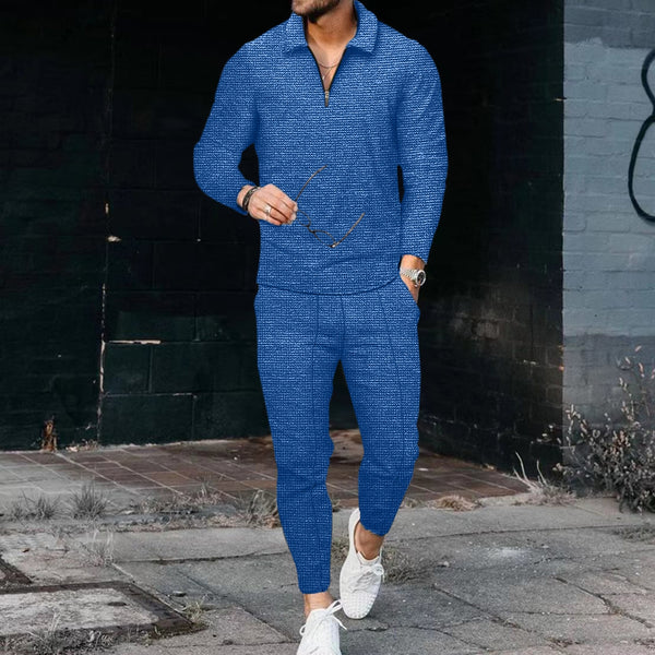 2022 Autumn New Men&#39;s Tracksuit Clothes Sportswear 2 Piece Set Long Sleeve Polo Shirt+Pants Solid Sweatsuit Sports Suits For Mal ZopiStyle