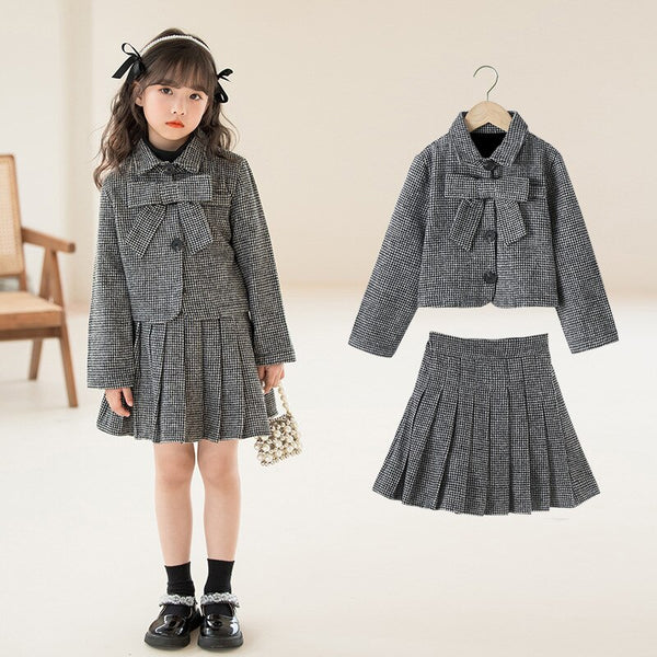 Sweet Outfits Kids Girls Princess 2pcs Clothes Sets Spring Autumn Children Fashion Blazer Coat+Skirt Vintage Outfits Suit ZopiStyle
