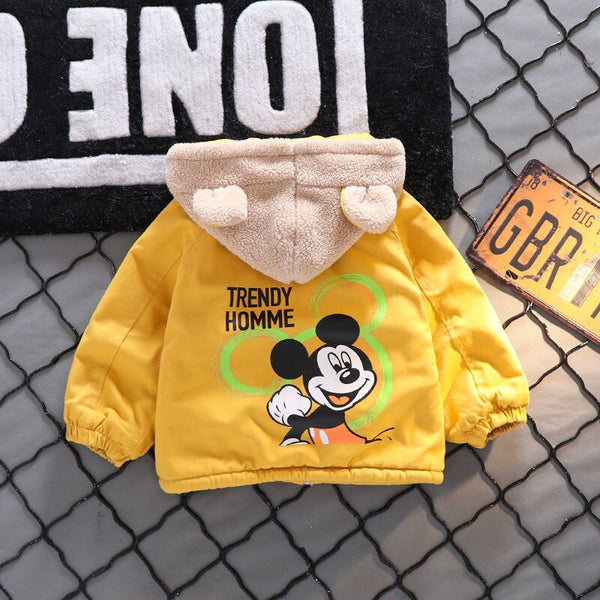 2022 Autumn Winter Baby Boys Girls Mickey Mouse Jackets Coats Toddler Fleece Plus Thicken Hooded Outerwear Parkas Infant Clothes ZopiStyle