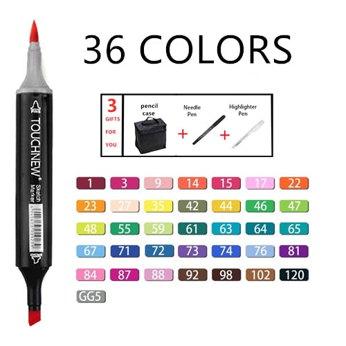Alcohol Marker Pens 36/60/80 Colors Markers Manga Sketching Markers Alcohol Felt Soft Brush Pen Art School Supplies Drawing ZopiStyle