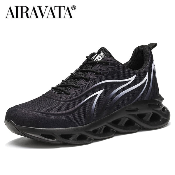 Men&#39;s Flame Printed Sneakers Flying Weave Sports Shoes Comfortable Running Shoes Outdoor Men Athletic Shoes ZopiStyle