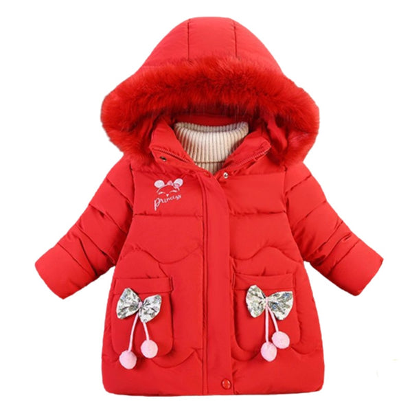 Baby Girls Jacket Kids Girls Fashion Coats Warm Solid Fur Collar Hoodie Winter Girl Clothes Infant Clothing Children&#39;s Jackets ZopiStyle