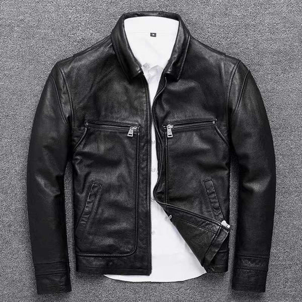Free shipping.Dermis Brand new men cowhide coat.Natural quality men&#39;s genuine Leather jacket.бычина vintage leather clothes ZopiStyle