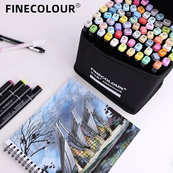 1pcs Single Double Head Sketch Art Marker Alcohol Based Ink Drawing Marker Pen For Art Supplies Finecolour EF-101 ZopiStyle
