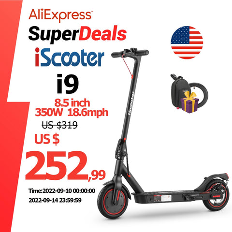 US Stock iScooter Electric Scooter 18.6mph Adult EScooter 8.5Inch 350W Adult Foldable Electric Skateboards Scooter with app ZopiStyle