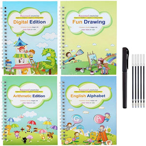 4 Books Children Copybook Handwrite Practic Reusable Book Magic Books For Calligraphy Write Book English Letter Drawing Set ZopiStyle