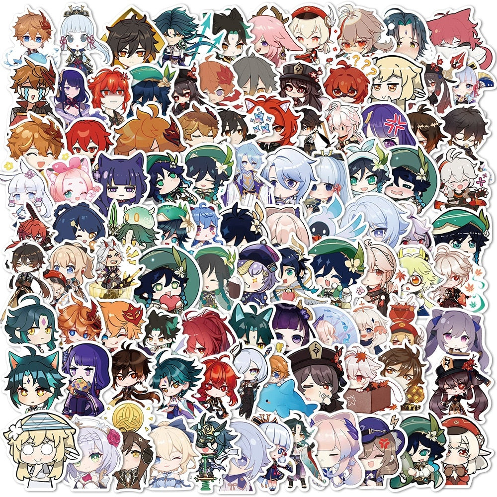 10/50/100pcs Cute Genshin Impact Stickers Anime Game Decals Sticker for Laptop Luggage Skateboard Guitar Motorcycle Kids Toys ZopiStyle