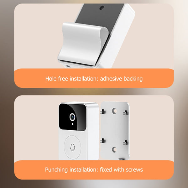 Smart Wireless Remote Video Wifi Rechargeable Security Door Doorbell Two-way Audio Voice Visual Intelligent Doorbell 800mah ZopiStyle