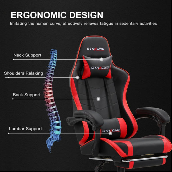 GTRACING Leather Ergonomics Gaming Chair Adjustable Height Reclining Office Chair ZopiStyle