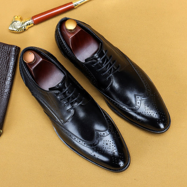Desai 2022 New Men Dress Handmade Shoes Genuine Leather Male Oxford Italian Classic Vintage Lace-up Men&#39;s Brogue Shoes Oxford ZopiStyle
