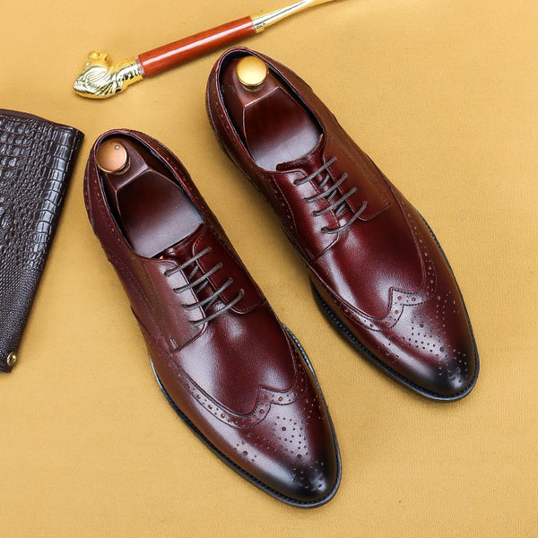 Desai 2022 New Men Dress Handmade Shoes Genuine Leather Male Oxford Italian Classic Vintage Lace-up Men&#39;s Brogue Shoes Oxford ZopiStyle