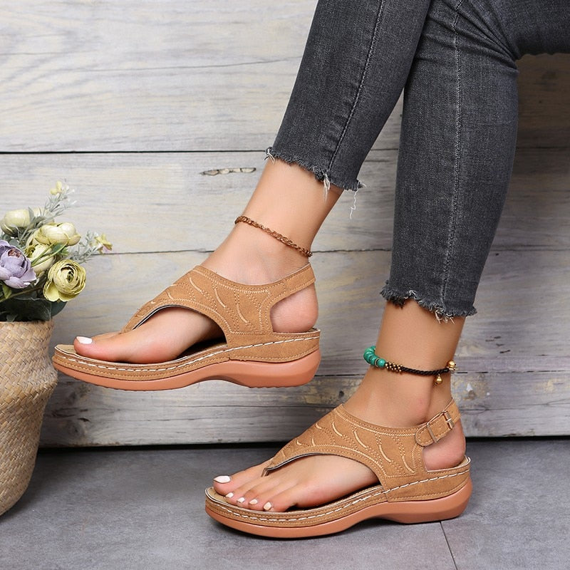 Summer Oxford Women Sandals Flats Slippers Pu Leather Flip Flops Belt Buckle Female Shoes 2022 New Rome Fashion Women Slides ZopiStyle