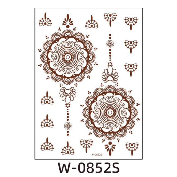 Brown Henna Temporary Tattoos for Women Henna Sticker for Hand Fake Tatoo Women&#39;s Body Protection Tattoo Dulhan Moroccan Design ZopiStyle