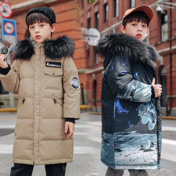 2022 Boy Winter Jacket Coat Reversible Waterproof Hooded Thick Down Jacket ZopiStyle