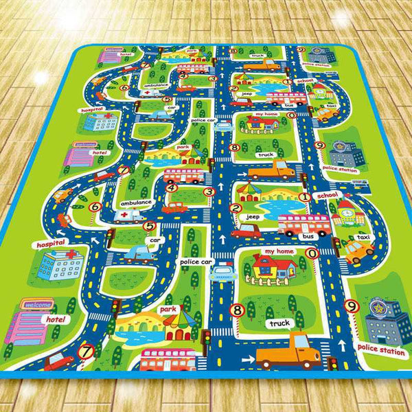 Baby Crawling Mat Non-Slip Surface Baby Carpet Rug Play Mat 0.3cm Thick Urban Track  Learning Mat for Children Game Pad ZopiStyle