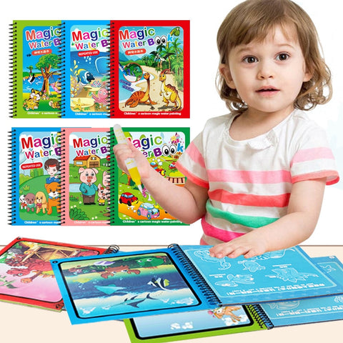 Children Magical Book Water Drawing Montessori Reusable Coloring Book Magic Water Drawing Book Sensory Early Education Toys ZopiStyle