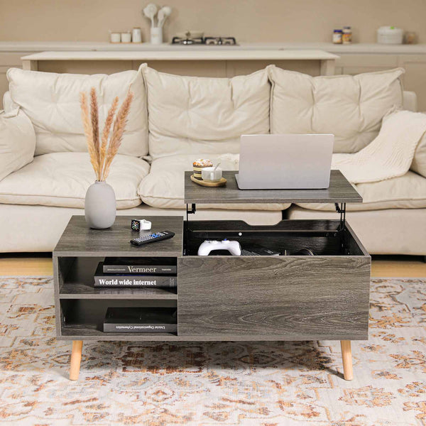 Hommpa Folding Lift Coffee Table Nordic Simple Style Luxury Home Living Room Furniture Telescopic CoffeeTable Desk Wood Color ZopiStyle