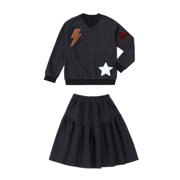 children boys girls chenille patch fall winter 2pc set &amp; top polyester family matching clothes ZopiStyle