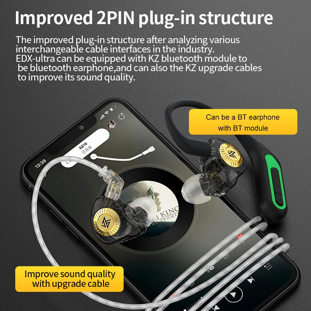 KZ-EDX Ultra Wired Earphone HiFi Lossless In-Ear Bass Earbud In-ear Monitor Headphones Sports Gaming Headset Replaceable Cable ZopiStyle