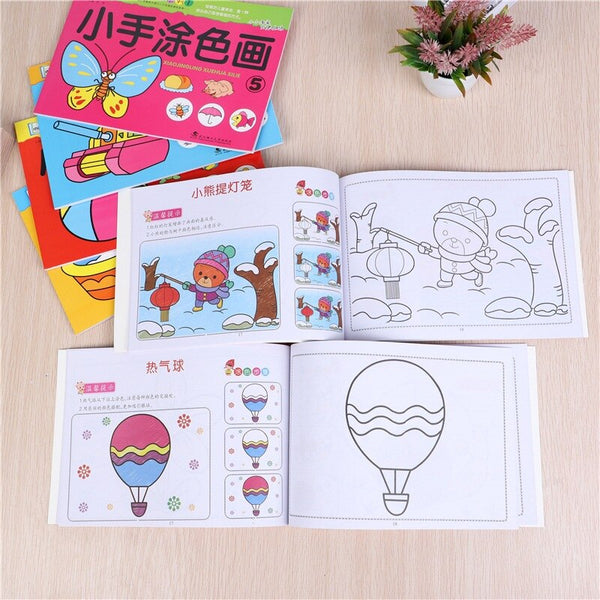 288 Pages Children&#39;s Small Hand Coloring Painting Learn Workbook Notebooks Ladder Coloring Enlightenment Painting Coloring Books ZopiStyle