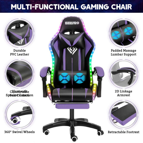 High Quality Gaming Chair RGB Light Office Chair Gamer Computer Chair Ergonomic Swivel Chair 2 Point Massage Gamer Chairs ZopiStyle