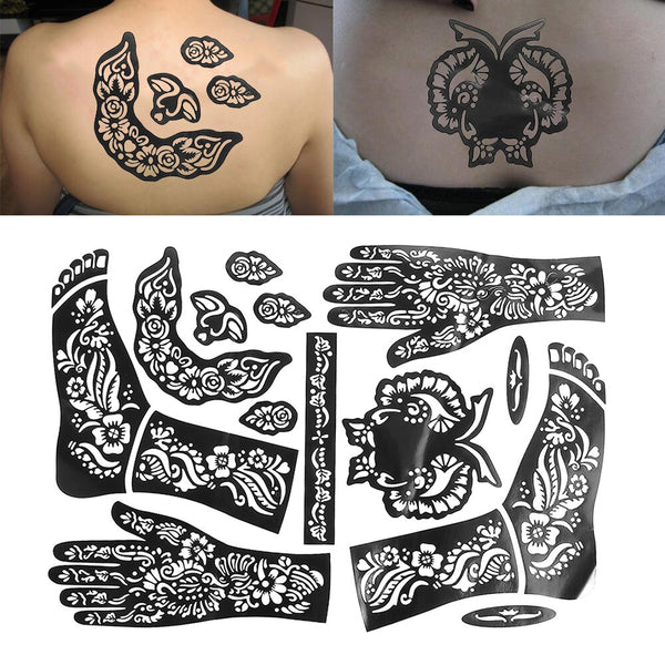 2PC/Set  Arm Leg Feet Tattoo Stencils Temporary Decal Body Art Template India Henna Hollow Drawing Kit DIY Face Paints Painting ZopiStyle