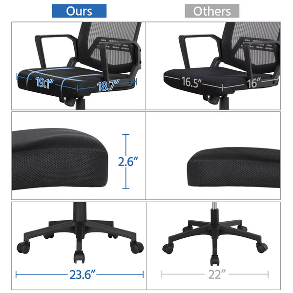 Mid-Back Mesh Adjustable Ergonomic Computer Chair, Lift Swivel Chair  Student Dormitory Back Chair Conference Staff Chair ZopiStyle