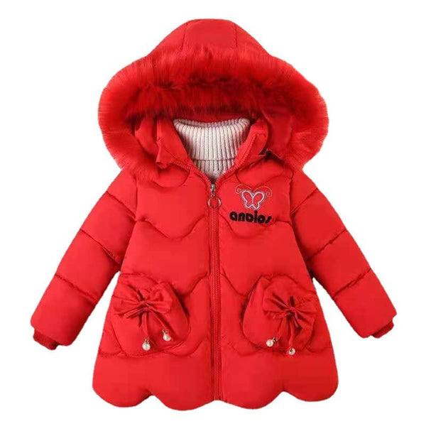 Baby Girls Jacket Kids Girls Fashion Coats Warm Solid Fur Collar Hoodie Winter Girl Clothes Infant Clothing Children&#39;s Jackets ZopiStyle