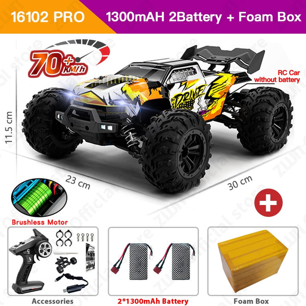 ZWN 1:16 70KM/H Or 50KM/H 4WD RC Car With LED Remote Control Cars High Speed Drift Monster Truck for Kids vs Wltoys 144001 Toys ZopiStyle