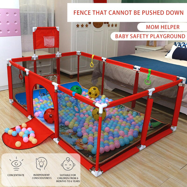 IMBABY Infant Playpen Children&#39;s Fence Baby Playground Balls Pool with Single Football Basketball Court Gym for Kids 0-6 Years ZopiStyle