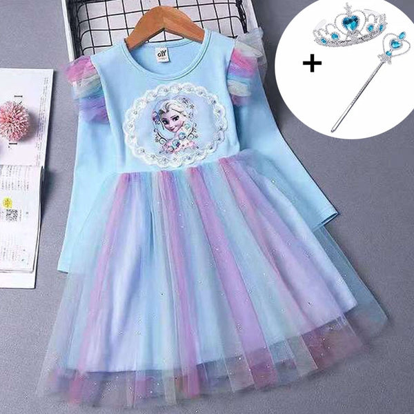 Fall Dresses for Girls Vestidos Frozen Elsa Dresses Birthday Party Long Sleeve Princess Costume Teen Children&#39;s Prom Dress ZopiStyle