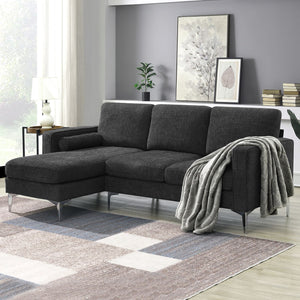86&quot; Convertible Sectional Sofa, Modern Chenille Fabric Sectional Sofa, L-Shaped Couch 3-Seat Sofa Sectional ZopiStyle