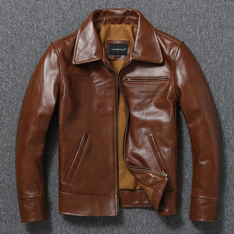 Free shipping.quality men slim genuine leather jacket.classic casual cowhide cloth.Casaco de couro.motor rider leather coat ZopiStyle