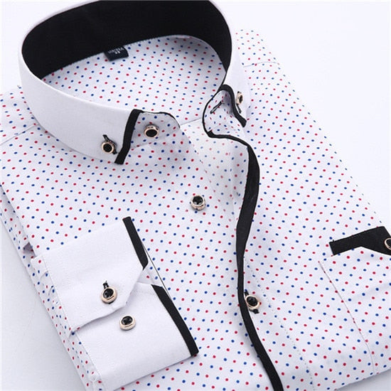 Big Size 4XL Men Dress Shirt 2016 New Arrival Long Sleeve Slim Fit Button Down Collar High Quality Printed Business Shirts MCL18 ZopiStyle