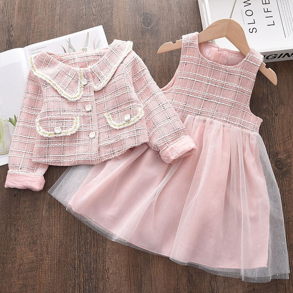 Menoea Girls Princess Clothes Suits Winter Style Kids Girls Party Elegant Toddler Outfit Children Woolen Clothing Sets 2-7Ys ZopiStyle