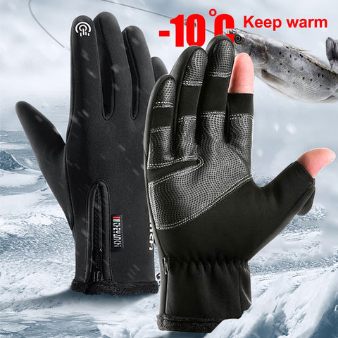 Cold-proof Ski Gloves Winter Men Women Gloves Outdoors Sports Non-slip Windproof Touch Screen Fluff Warm Fishing Cycling Gloves