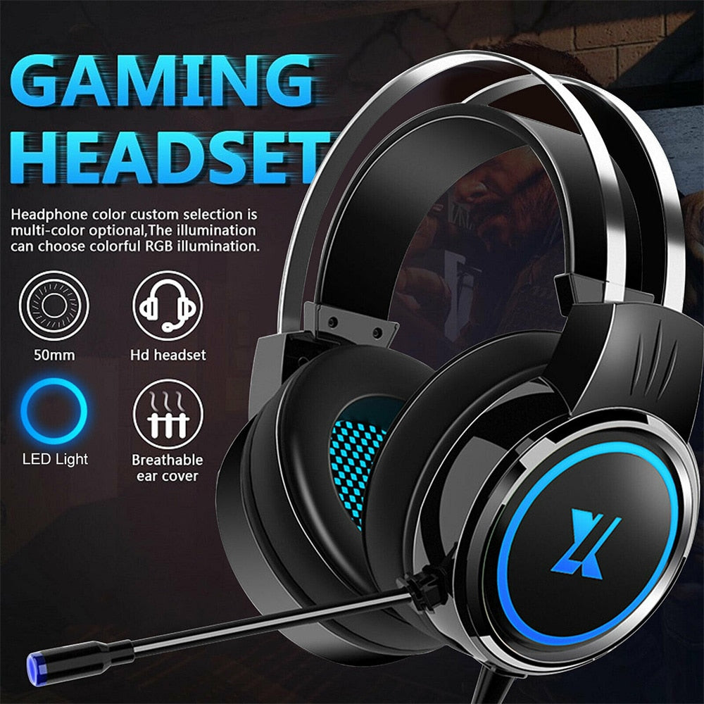Mpow X8 Wired Gaming Headphones with Microphone Surround Sound USB Wired Headset Foldable PC Gaming Headphone for PC Computer ZopiStyle