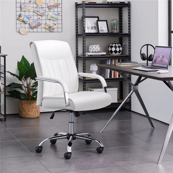 Ergonomic Office Chair Steady 22.5 In Executive Chair, 300 Lbs. Capacity, White Conference Chairs Computer Chairs ZopiStyle