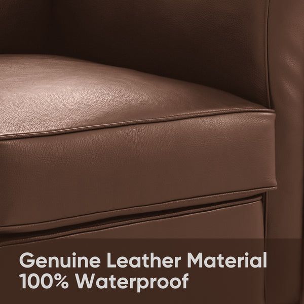 Genuine Leather Accent Sofa Fabric With Stainless Steel Frame Sponge Singe Sofa Armchair for Living Room Office Lounge Chair ZopiStyle