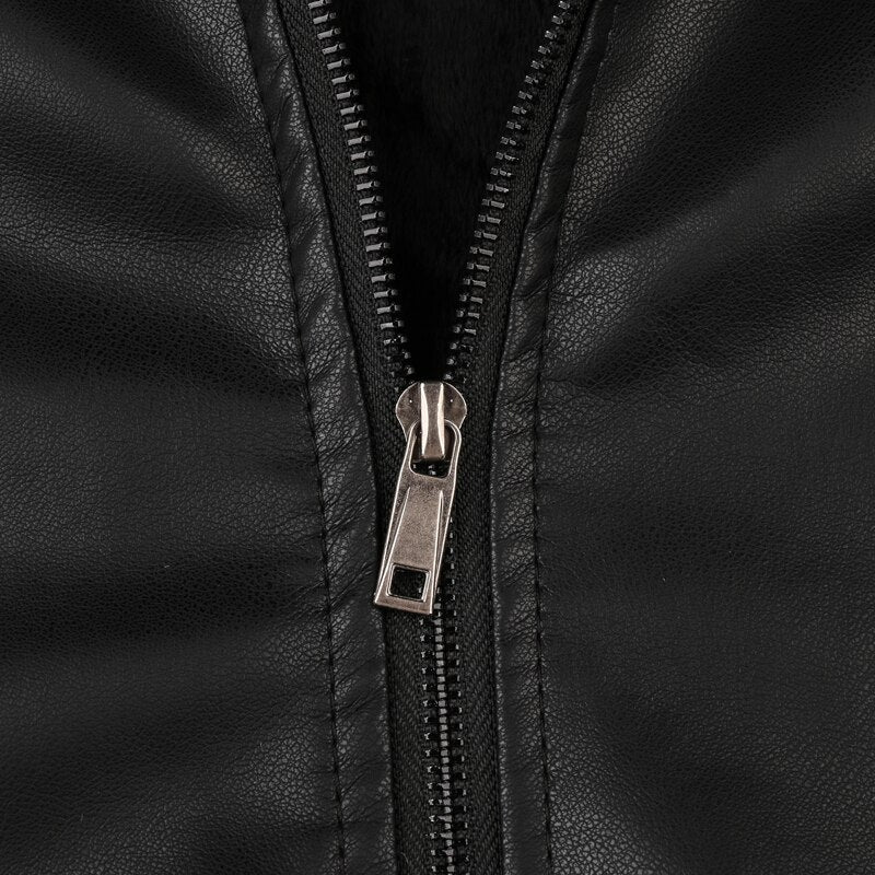Autumn Winter Men&#39;s Leather Jacket Casual Fashion Stand Collar Motorcycle Jacket Men Slim Style Quality Leather Jacket Men ZopiStyle