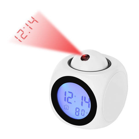 Creative Projection Digital Lcd Snooze Clock Bell Alarm Display Backlight Led Projector Home Clock Timer White ZopiStyle
