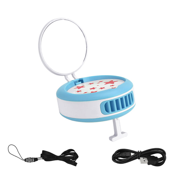 Portable Desktop MINI Fan with Mirror Cool Summer Phone Stand USB Charging Desk Fan,Blue blue ZopiStyle