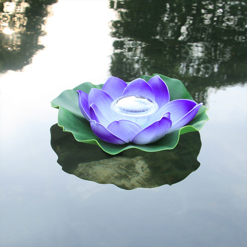Solar Powered LED Flower Light Lotus Shape Floating Pond Garden Pool Lamp purple ZopiStyle