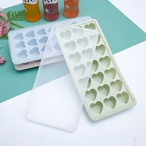 21 Grids Ice Block Mold Heart Shape Ice Tray Silicone DIY Handmade Ice Cream Chocolate Making Mould with Lid Pink ZopiStyle
