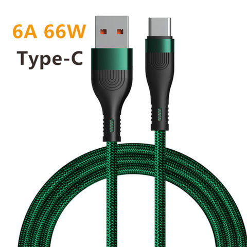6a 66w Nylon Braided Data  Cable Super Fast Charging Mobile Phone Charger Cable For Data Transmission Compatible For Iphone 13 Huawei Xiaomi 1 meter_type-C interface ZopiStyle