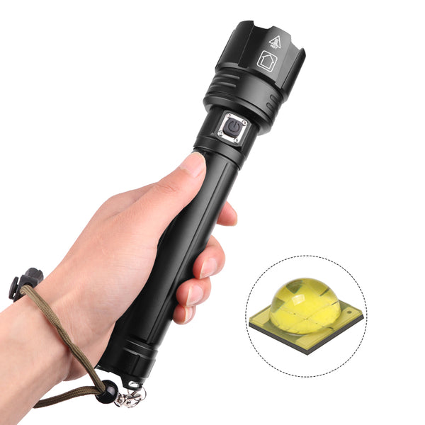 XHP 70 LED Flashlight USB Rechargeable 3 Modes Adjustable Camp Torch for Outdoor black_Model 1476B ZopiStyle